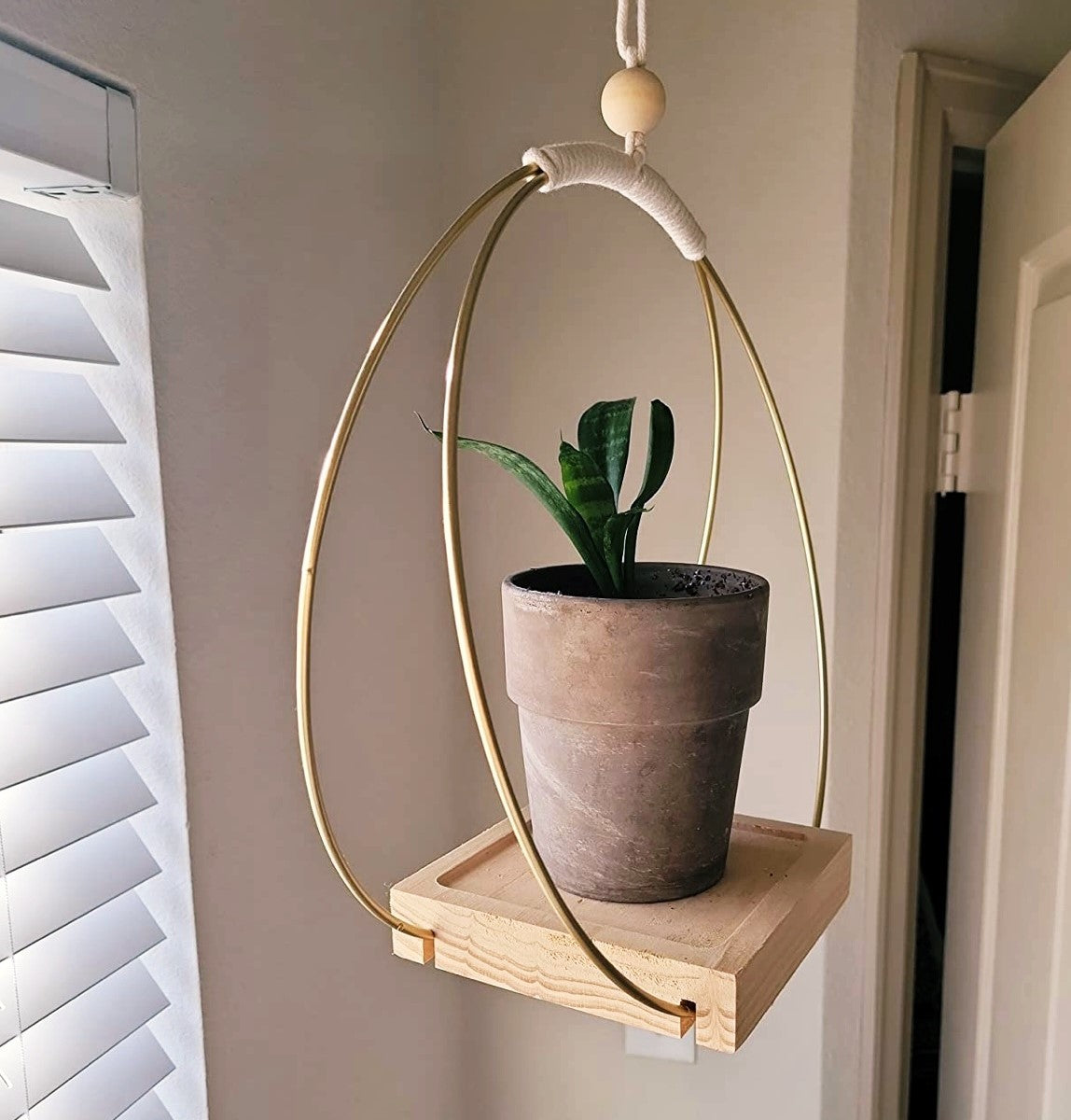 Buy Now Plant Hanger with Wood Base Online | Shineloha