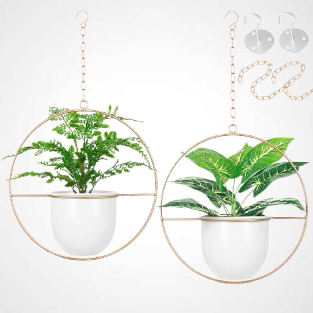 Buy Now Modern Metal Hanging Planters with 6 inch Pot Online | Shineloha